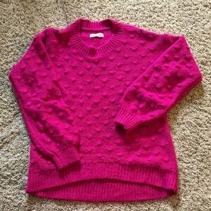 Vibrant Fuchsia Bubble Textured Crew Neck Sweater
